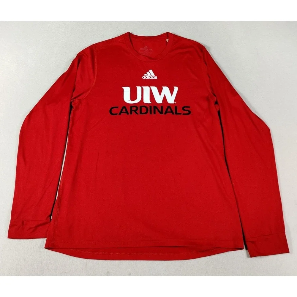 UIW Cardinals Shirt Mens Medium Red NCAA Football Adidas AEROREADY Long Sleeve